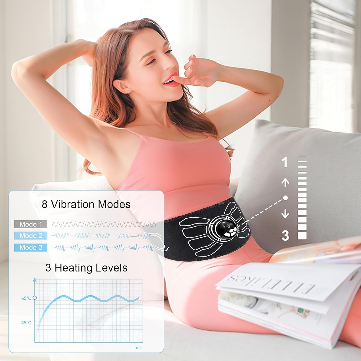Lower Back Massager with 3 Heat & 8 Vibration: Back Brace with Heating Pad – Great Gift for Men, Women & Family