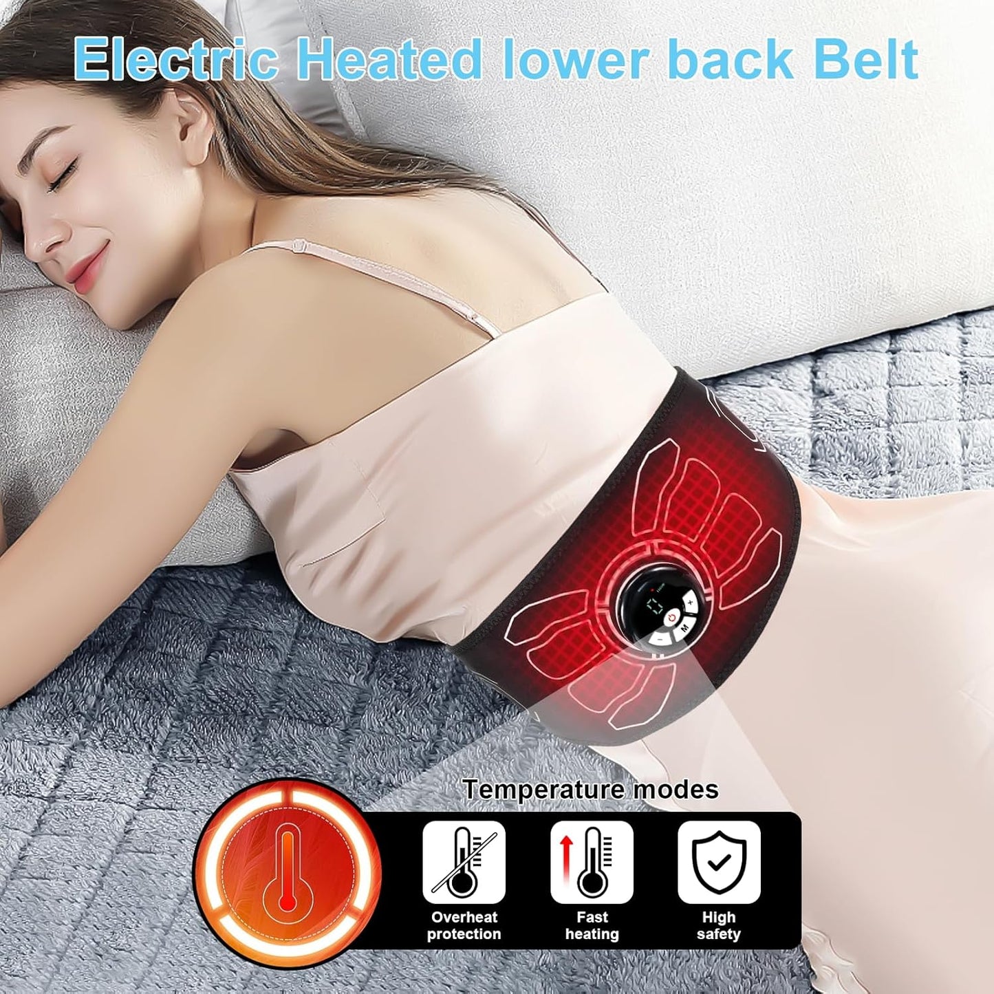 Lower Back Massager with 3 Heat & 8 Vibration: Back Brace with Heating Pad – Great Gift for Men, Women & Family
